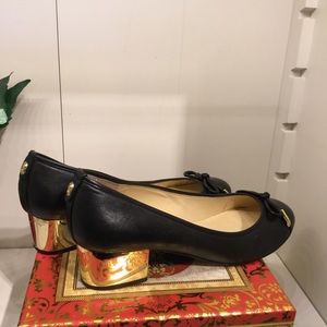 Ivanka Trump gold block heel shoes, flats